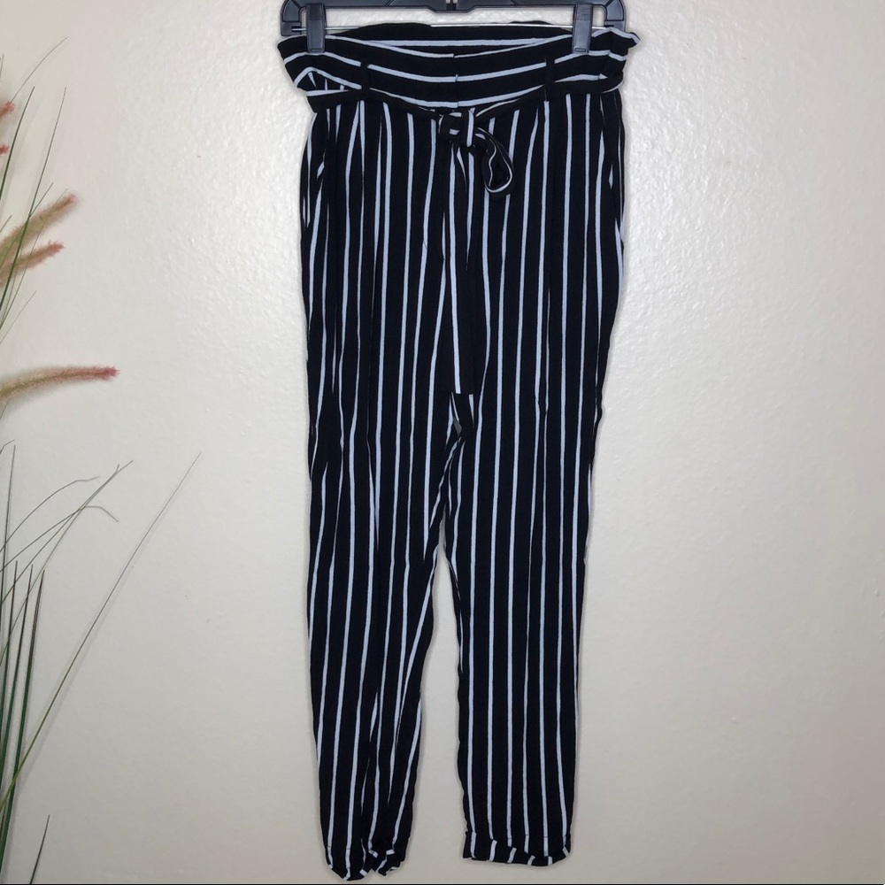 Forever 21 Black and White Striped Trousers